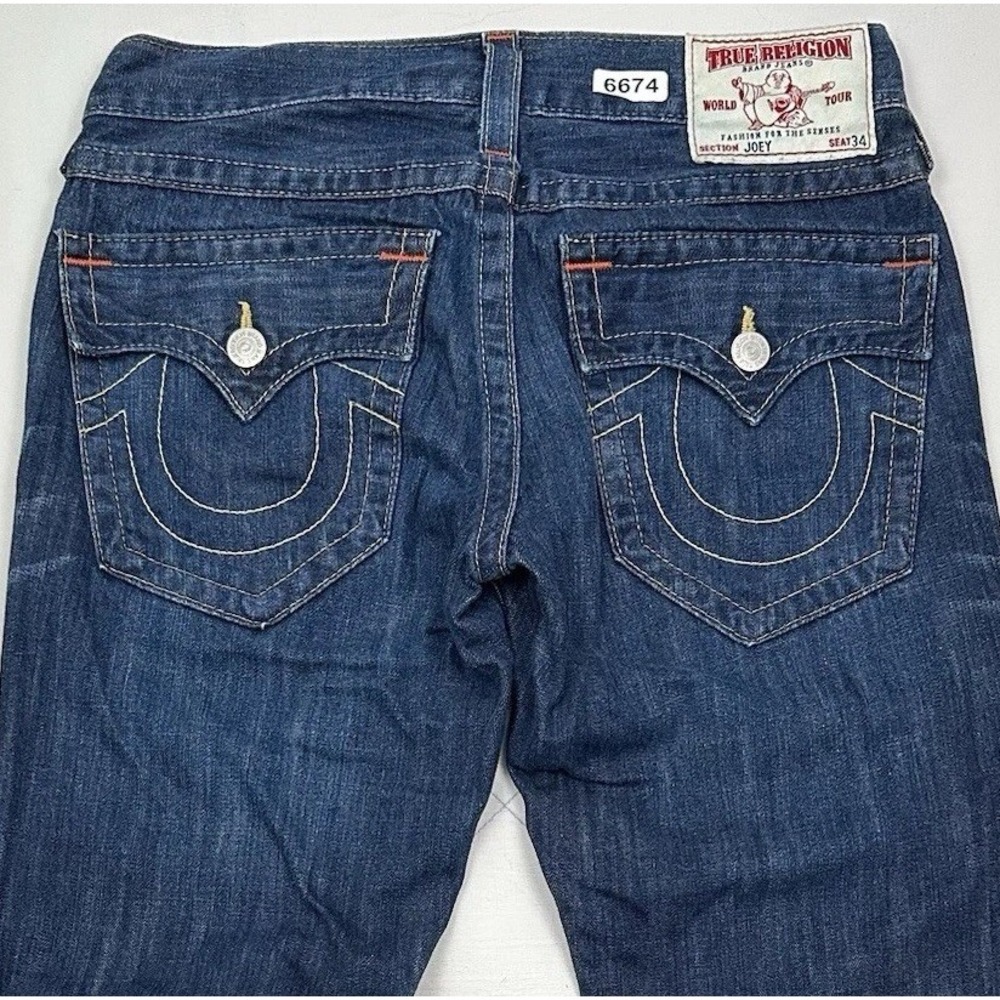 True Religion Joey Super T Bootcut Flared Jeans Mens 30x28 Blue VTG Y2K USA